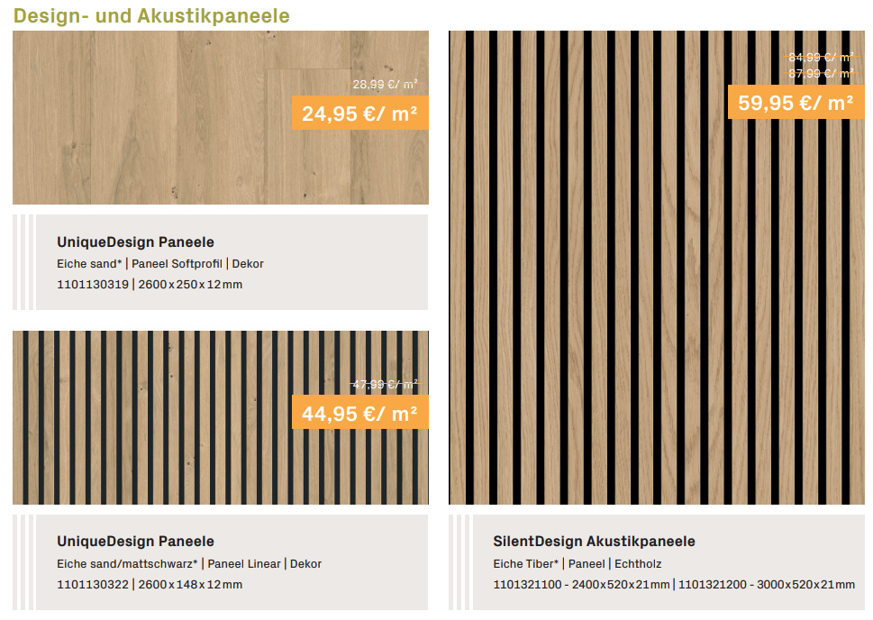 ter Hürne Rabattaktion - Design- und Akustikpaneele